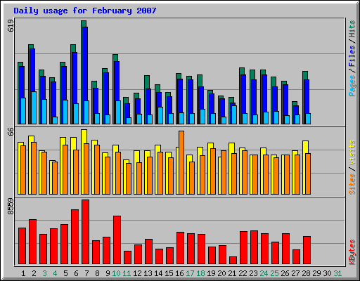 Daily usage for February 2007