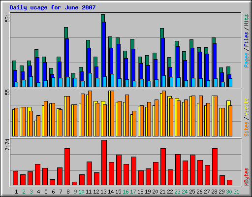 Daily usage for June 2007