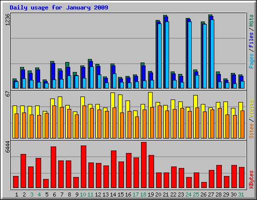 Daily usage for January 2009
