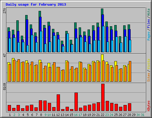 Daily usage for February 2013