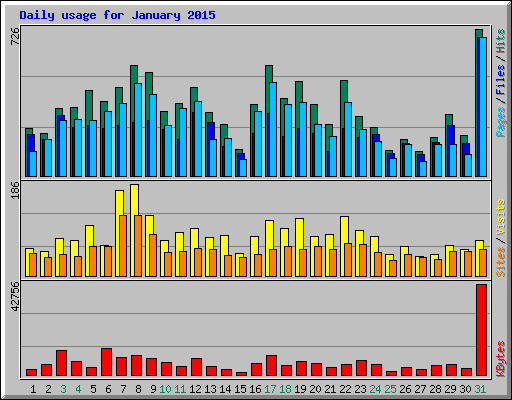 Daily usage for January 2015