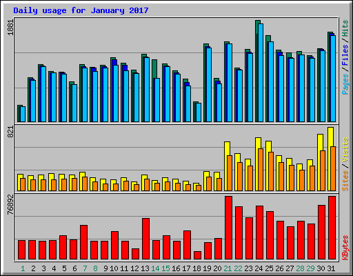 Daily usage for January 2017