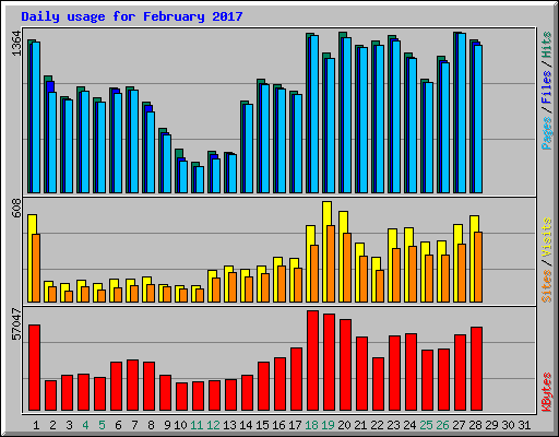 Daily usage for February 2017