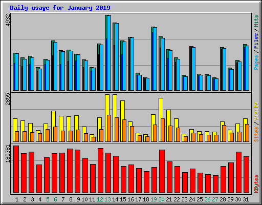 Daily usage for January 2019