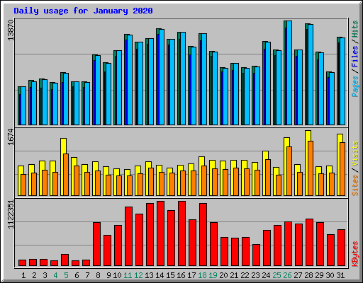 Daily usage for January 2020