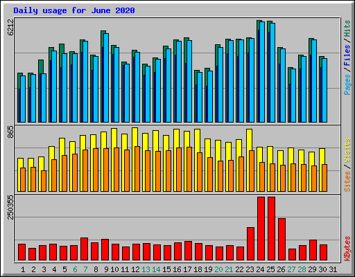 Daily usage for June 2020