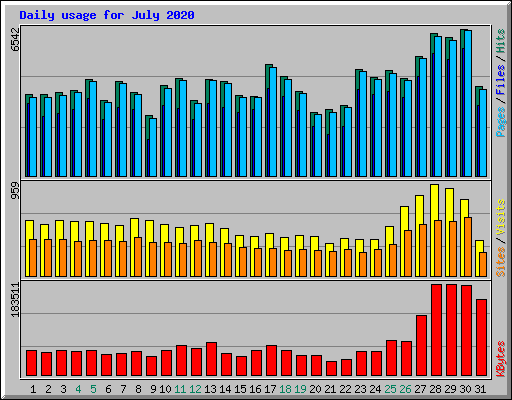 Daily usage for July 2020