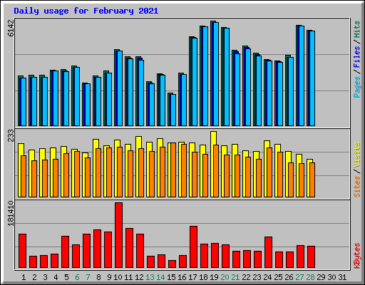 Daily usage for February 2021