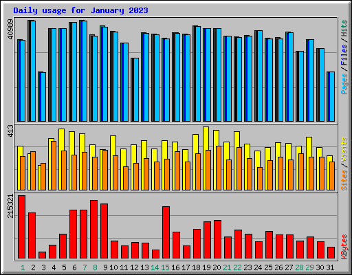 Daily usage for January 2023