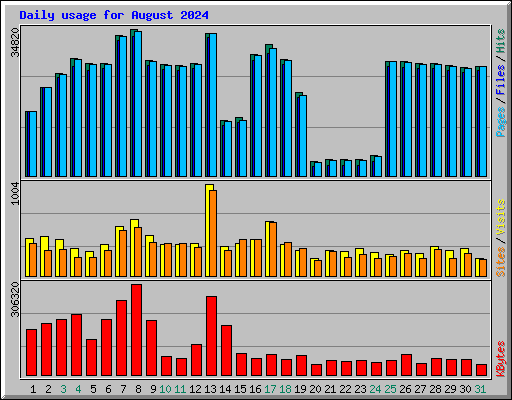 Daily usage for August 2024
