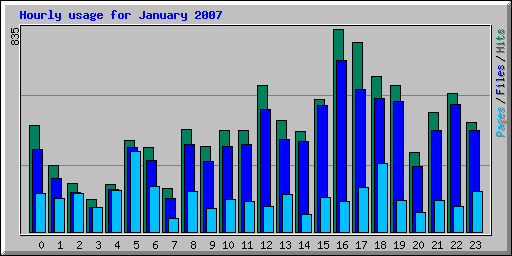 Hourly usage for January 2007