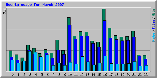 Hourly usage for March 2007