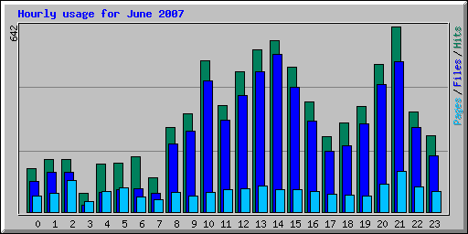 Hourly usage for June 2007