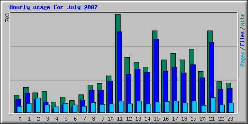 Hourly usage for July 2007