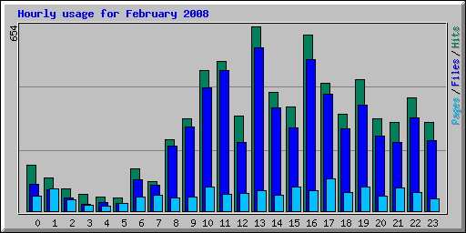 Hourly usage for February 2008