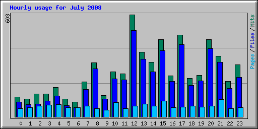 Hourly usage for July 2008
