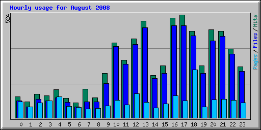 Hourly usage for August 2008