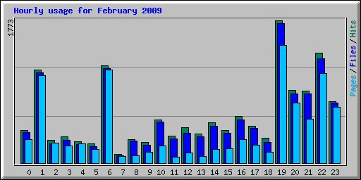 Hourly usage for February 2009