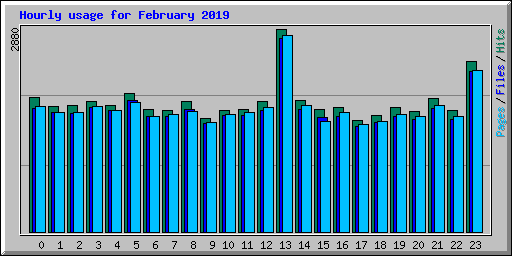 Hourly usage for February 2019