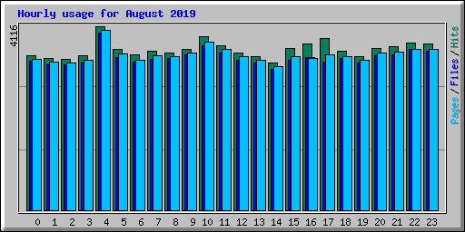 Hourly usage for August 2019